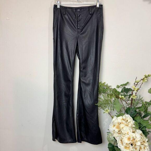 FREE PEOPLE | Level Up Vegan Slit Bootcut Pants | 29 | we the free | black pleat - Picture 3 of 14